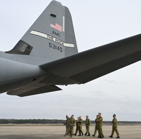 Royal New Zealand Air Force technicians are given a tour of a C-130J Super Hercules at Little Rock Air Force Base, Arkansas, Feb. 21, 2023. (U.S. Air Force photo by Airman 1st Class Isabell A. Nutt)