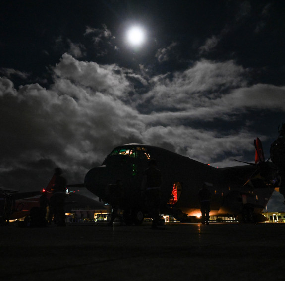  A C-130J Super Hercules aircraft assigned to the 41st Airlift Squadron sits on the flight line. (U.S. Air Force photo by Airman 1st Class Julian Atkins) 