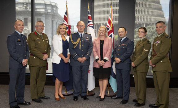 The group of award recipients with the Chief of Defence Force Air Marshal Kevin Short
