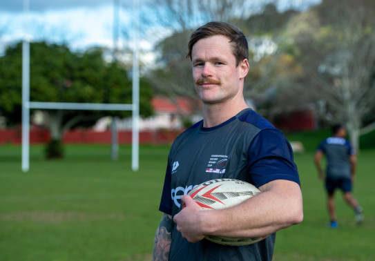 Royal New Zealand Navy Leading Diver Ethan Shergold, co-captain of the Te Taua Moana rugby team, competing in the Commonwealth Navy Rugby Cup tournament in the United Kingdom this month.