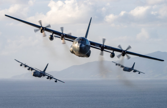 C-130H Hercules flying in formation, 2022