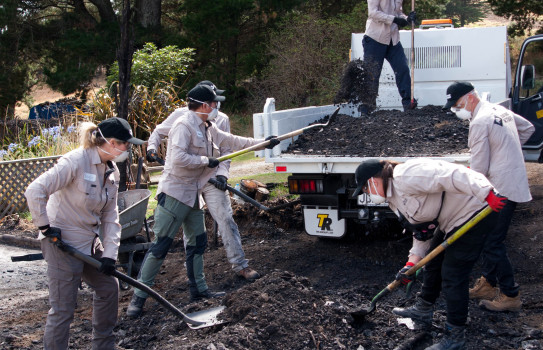 The Taskforce Kiwi team clears debris from destroyed buildings following the Port Hills fire