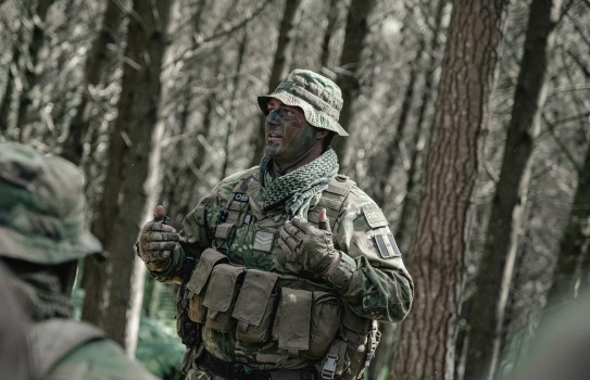 Corporal McLeod on exercise in different types of country as he provides leadership and guidance to soldiers under his command