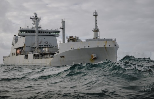 HMNZS Aotearoa at sea.