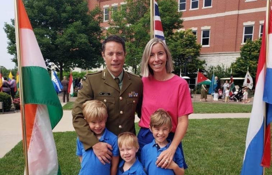 LTCOL Jerry Mateparae with Sara and kids at graduation day from the US Army Command and General Staff College, Fort Leavenworth, Kansas