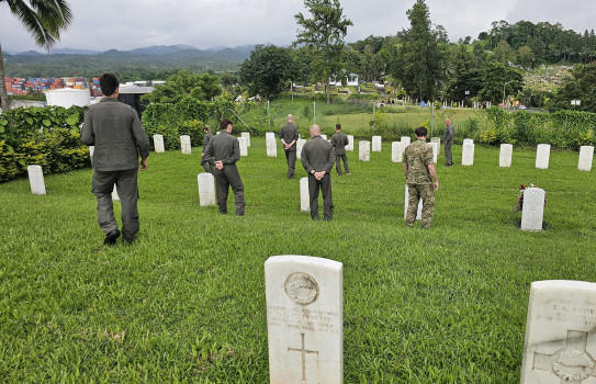 RNZAF P8 Poseidon crew visit Commonwealth War Graves in Fiji